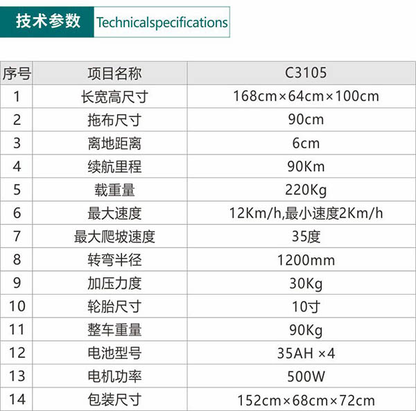 电动克孜勒苏柯尔克孜尘推车C3105